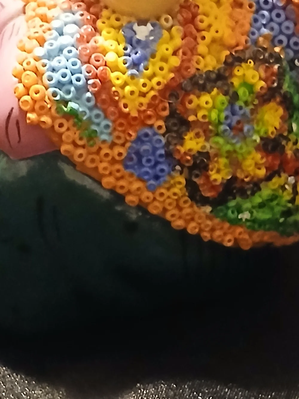 Handcrafted Mexican Folk Art Ornament  Intricate Sombrero Huichol Style Beaded